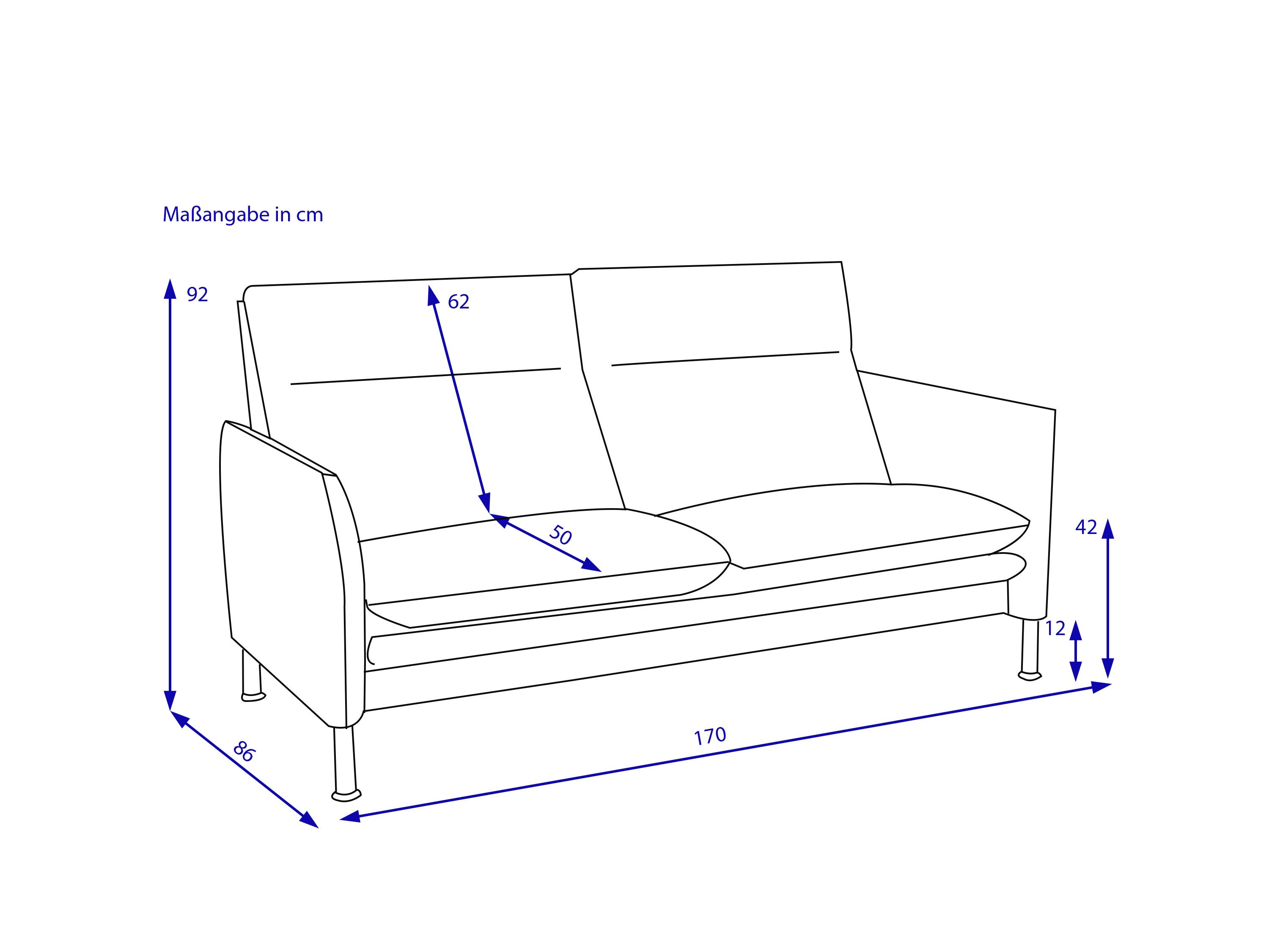 Sofa 2,5 Sitzer PORTO hoch