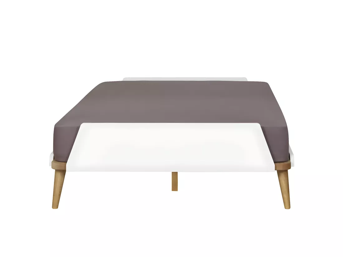 Lit 120x190 cm bois massif blanc et bois KARL