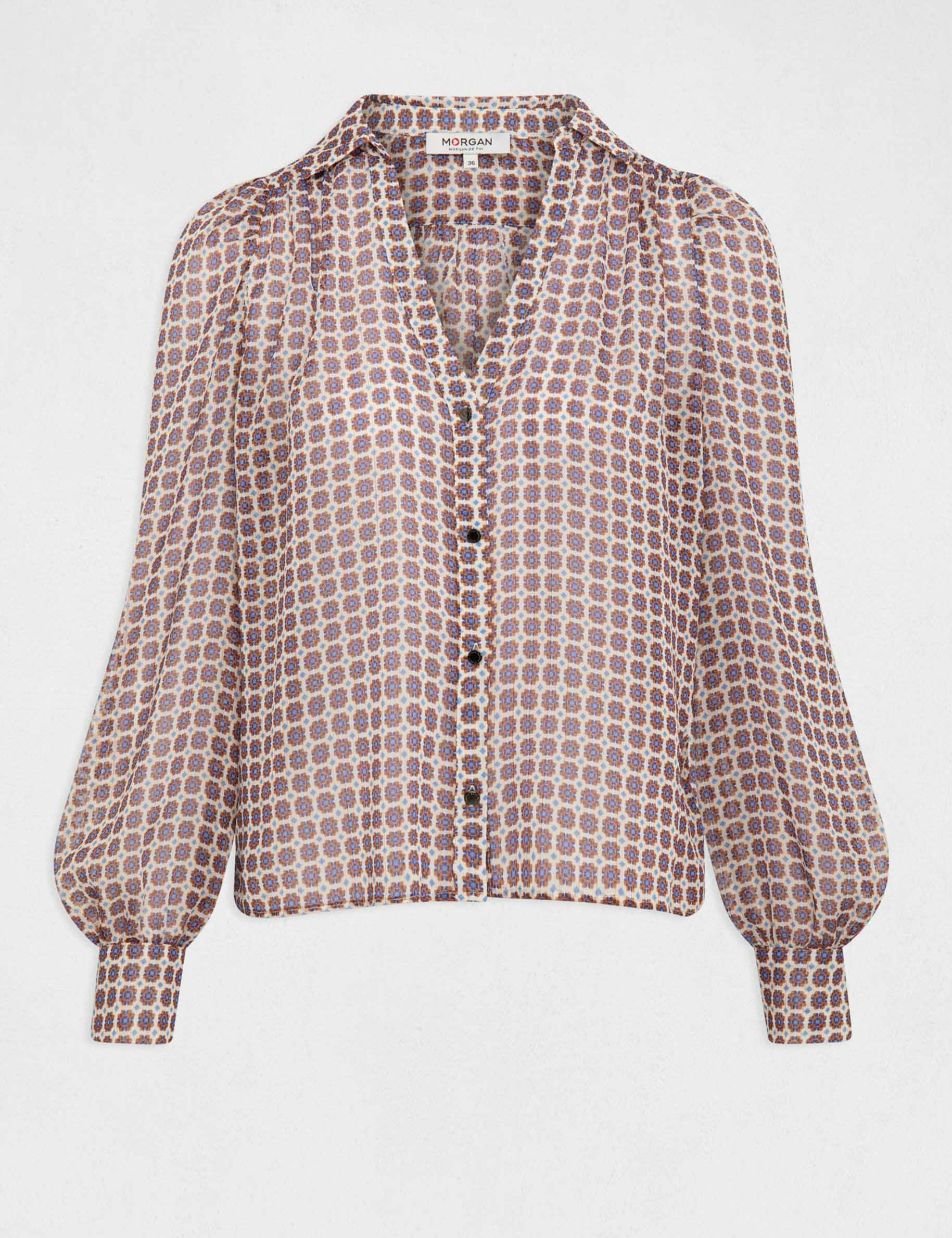 Chemise manches longues imprimé multico femme - multico