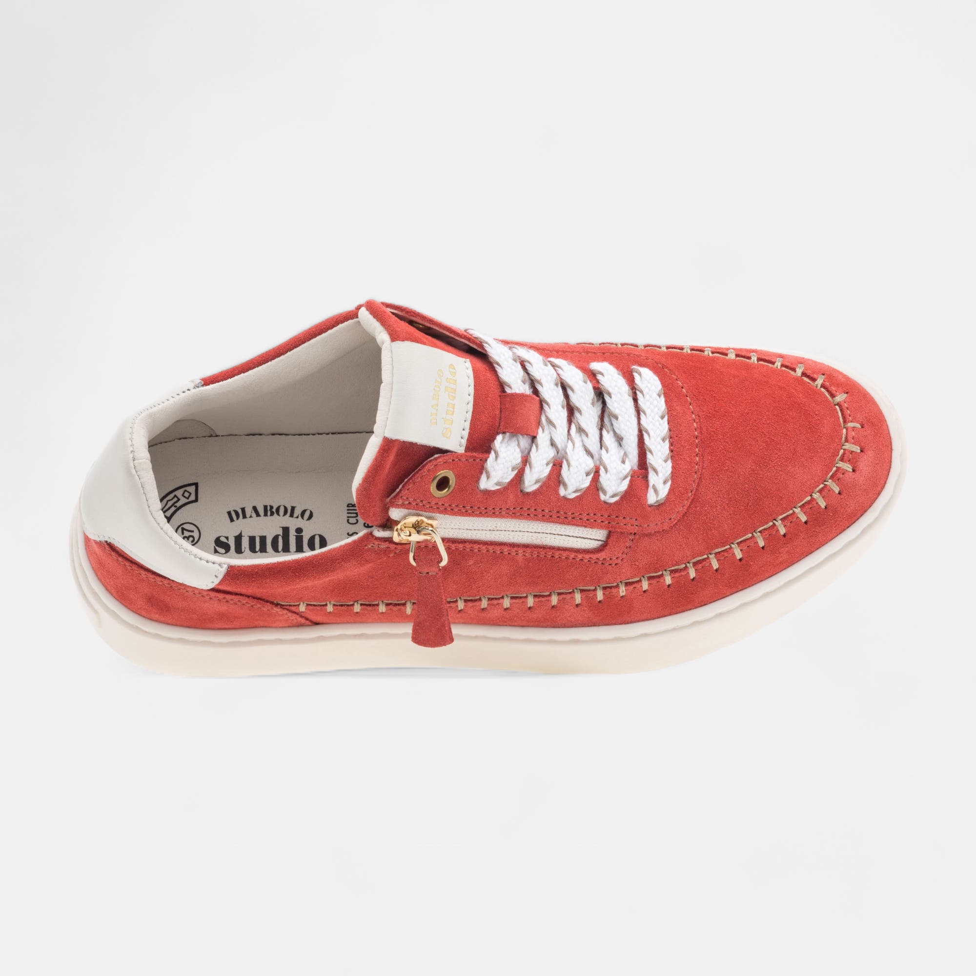 Baskets basses Femme en cuir corail