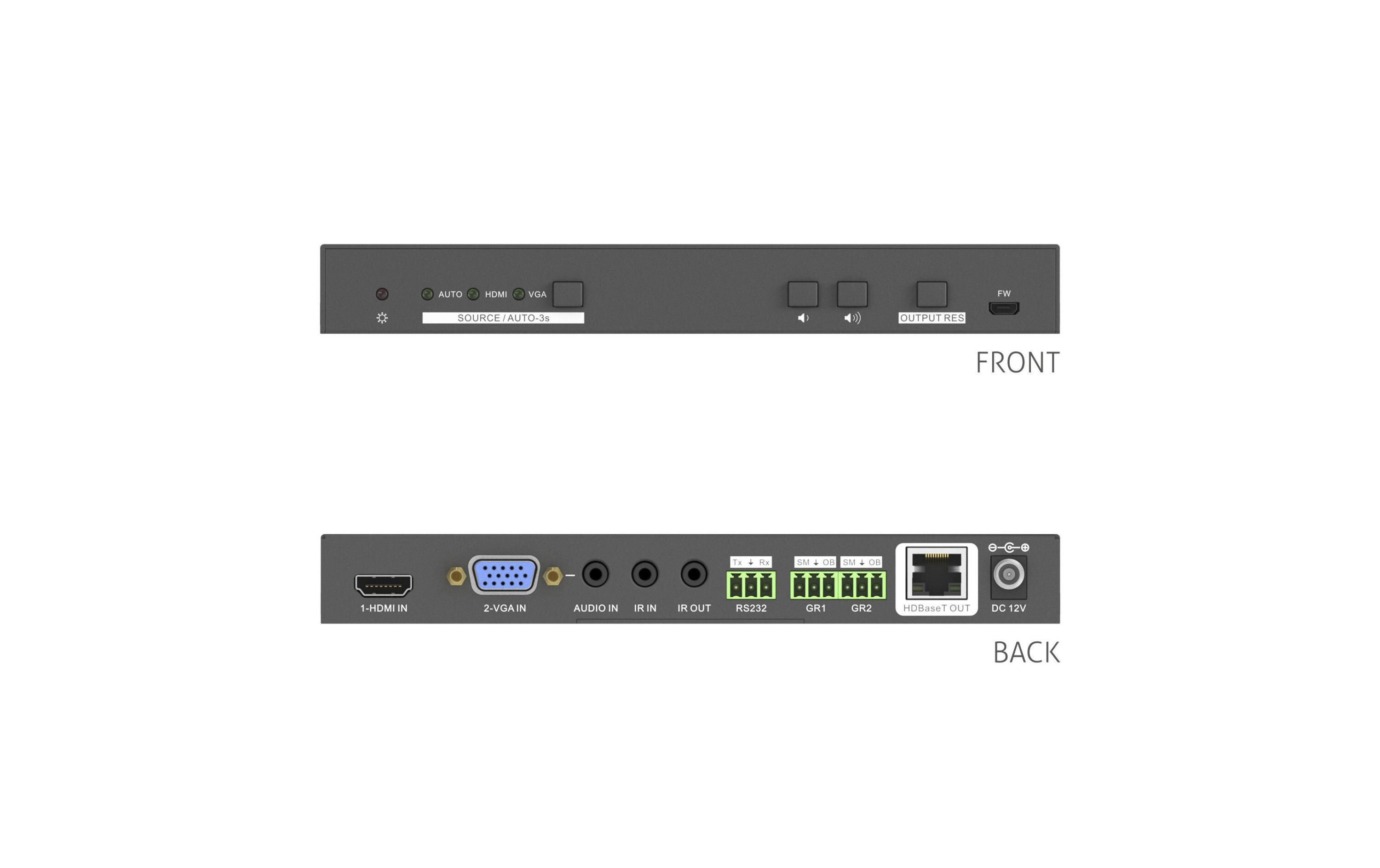 Matrix Switcher PT-PSW-21 Multiformat HDBaseT<br>2x1 4K Multiformat HDBaseT Presentation Switcher mit Scaler