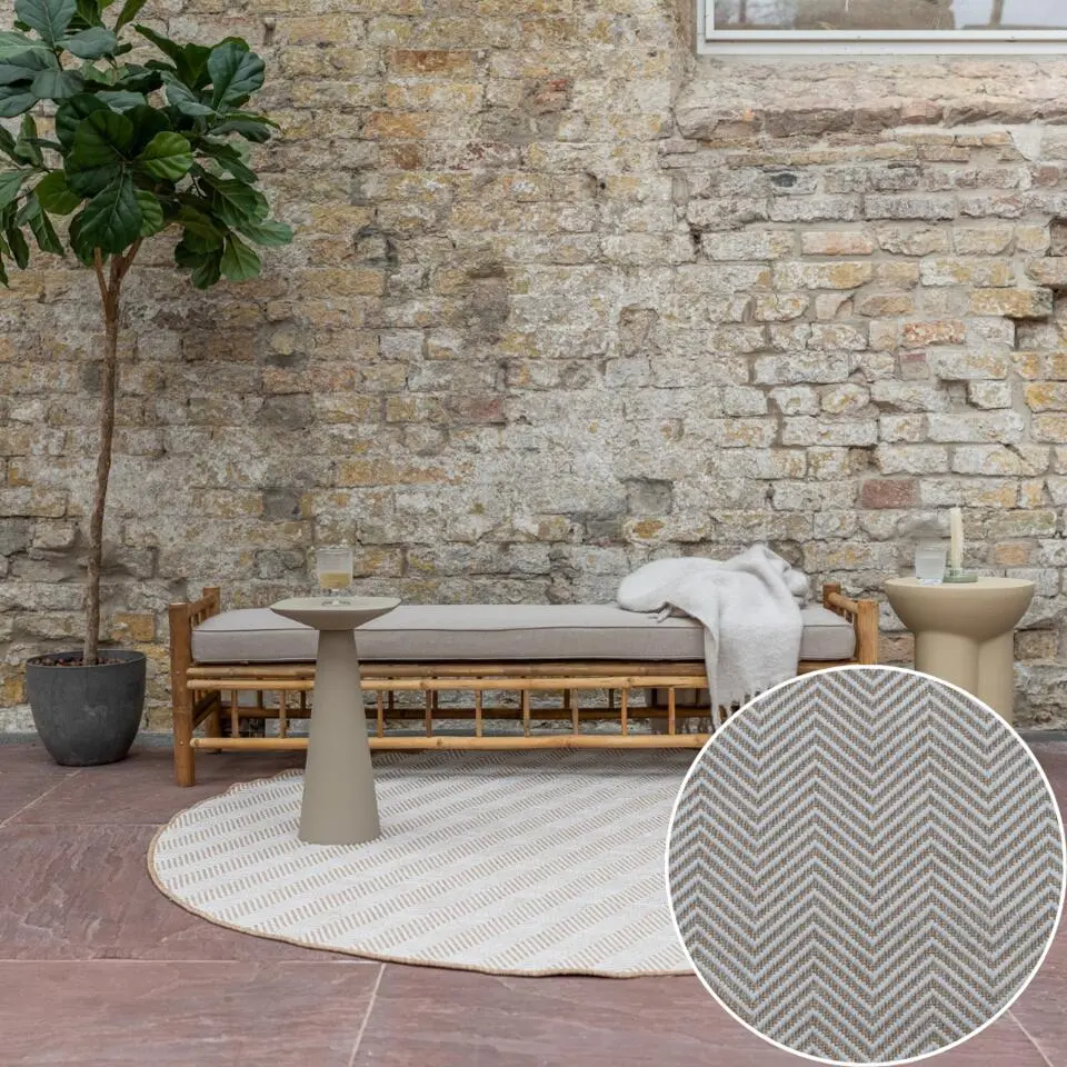 Interieur05 rond buitenkleed jute naturel zigzag - 240 x 240 cm