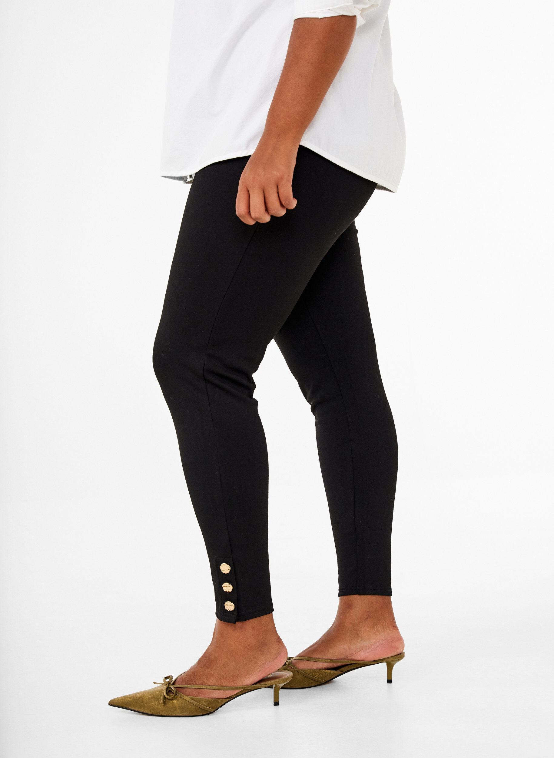 Viskose leggings med knapdetalje