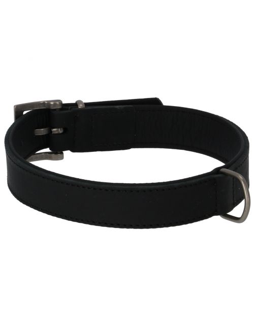 Adori Halsband Vetleder Gevoerd Zwart&Zwart - Hondenhalsband