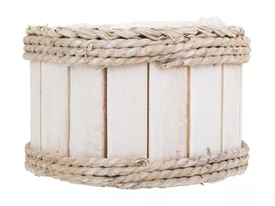 Panier en bois et corde blanc d20x12/21h