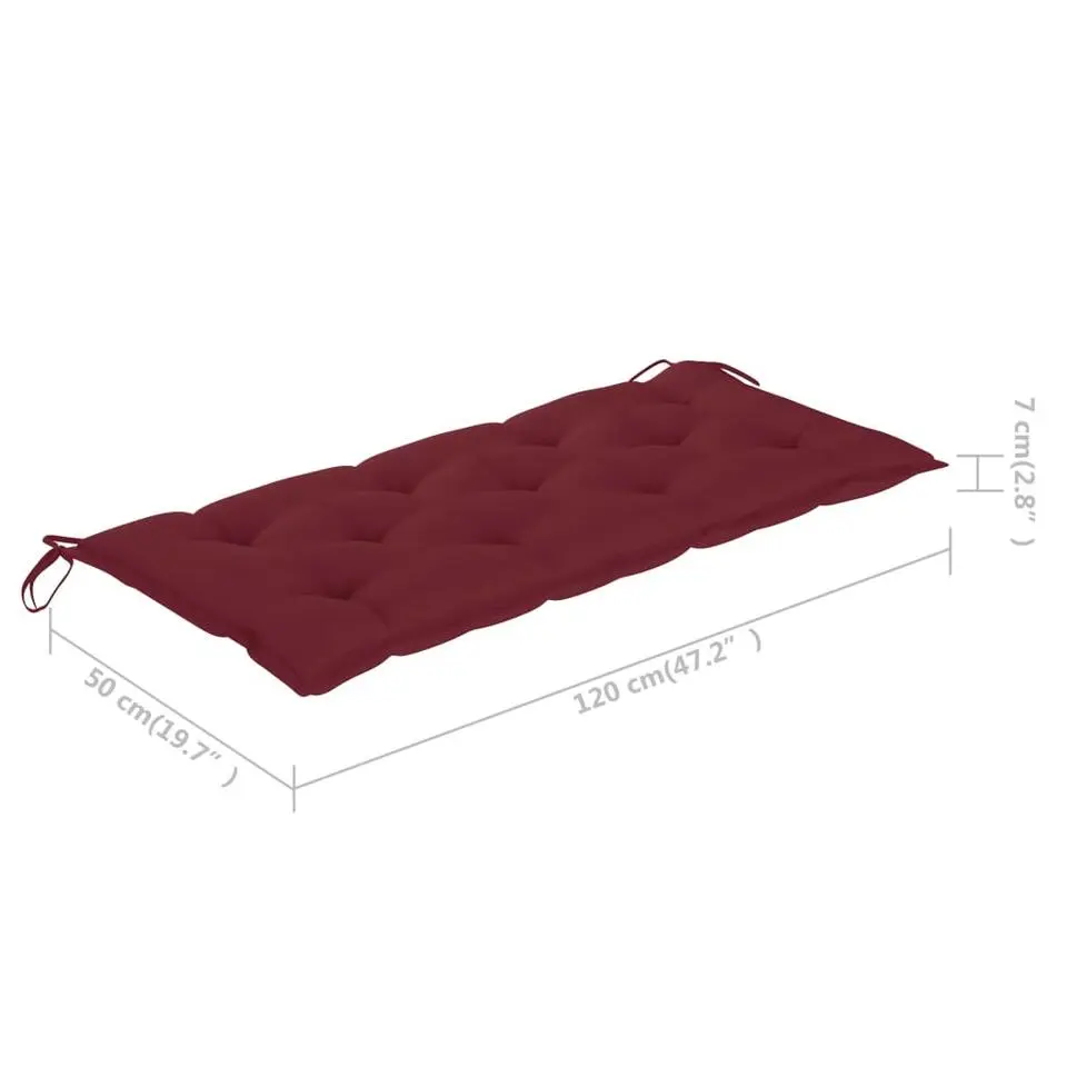 vidaXL - Tuinbank - Rood - Bamboe - 120 cm - Met kussen