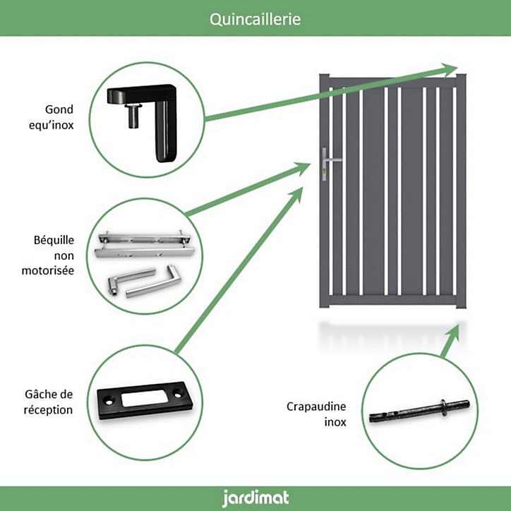 Portillon Jardimat aluminium Genes gris 7016 - 100 x h.152 cm