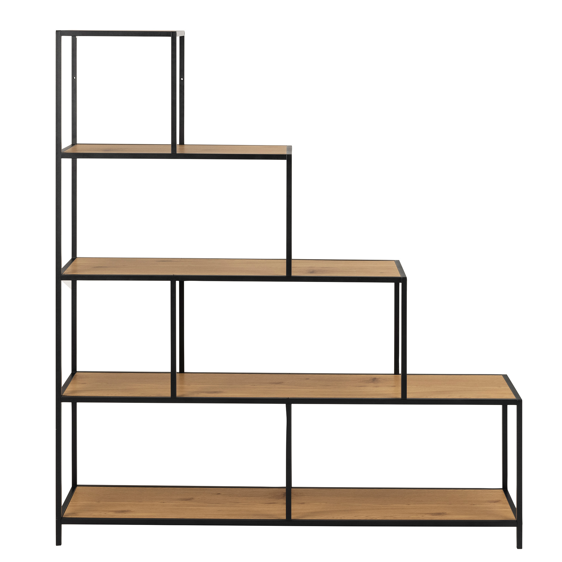 Regal SEAFORD - Wildeiche-schwarz - 4 Ablagen - 135 cm