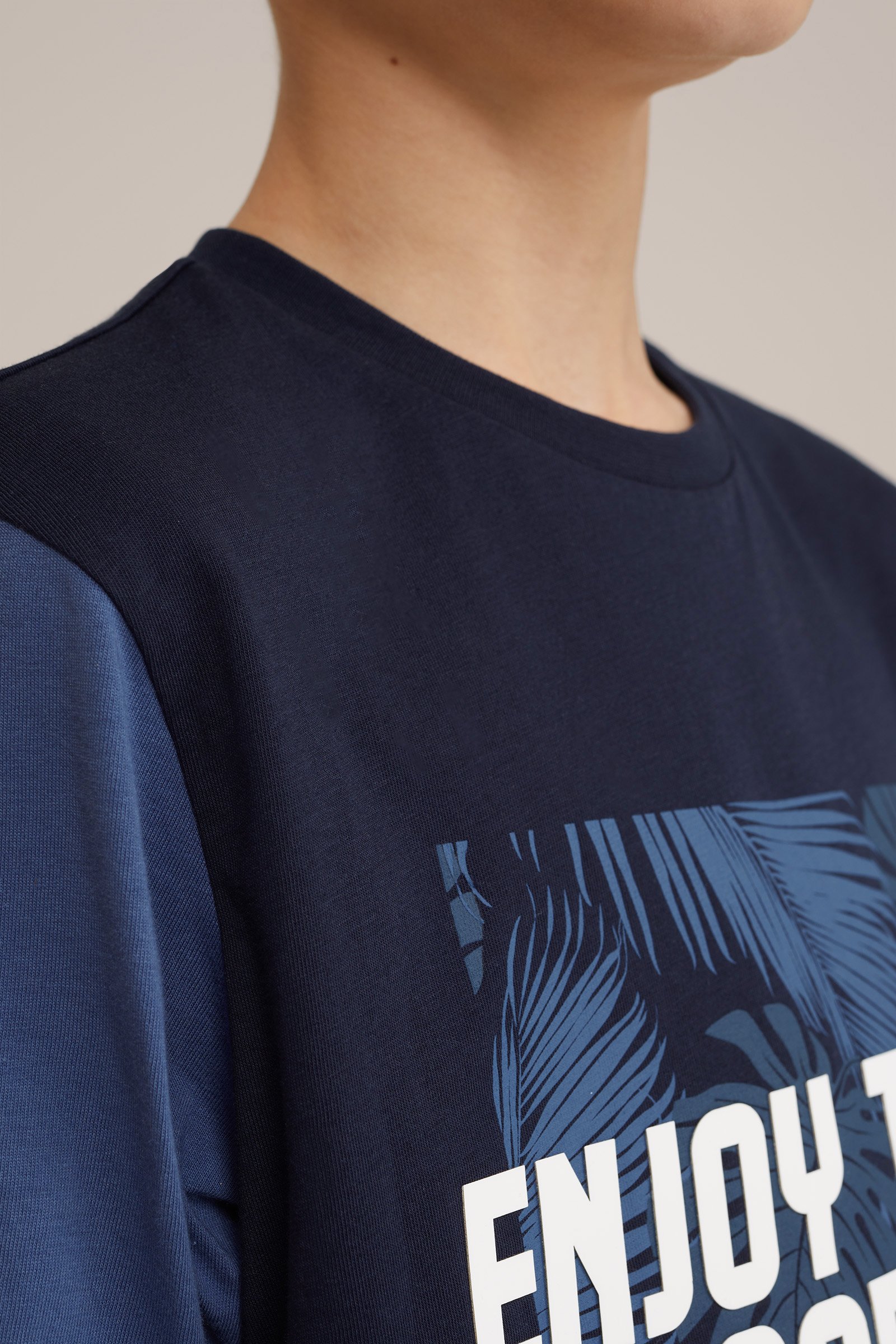 Jongens T-shirt met opdruk WE Fashion Marineblauw