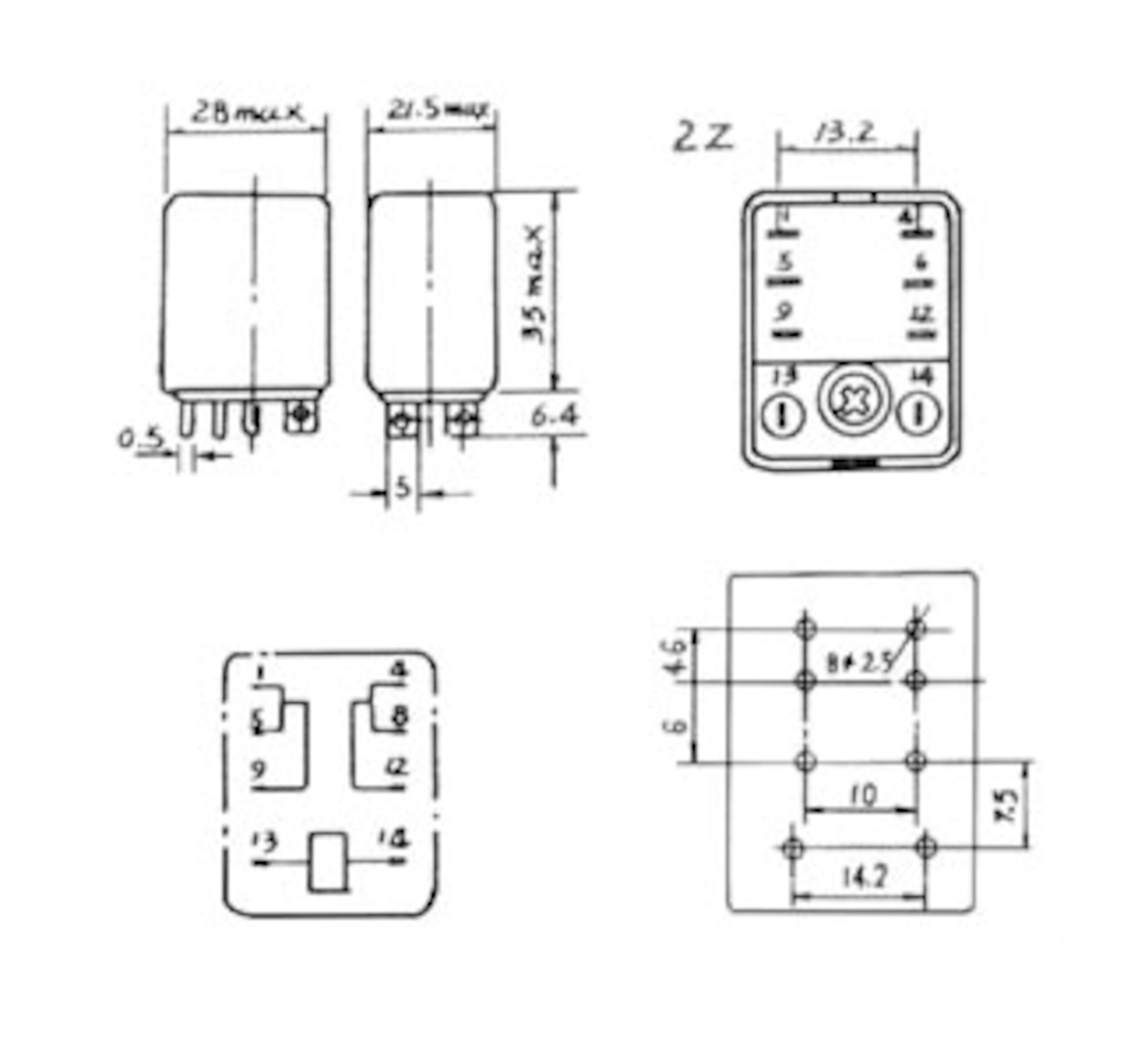 Relé 230 V 2-polet (250 V / 10 A) 10 A / 250 V