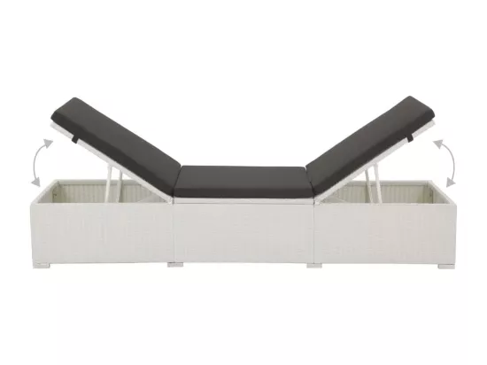 Chaise longue avec coussin Résine tressée Blanc