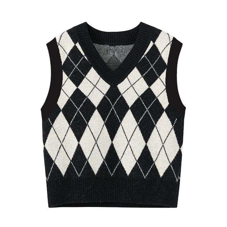 Astromeria - V-hals Argyle Trui Vest