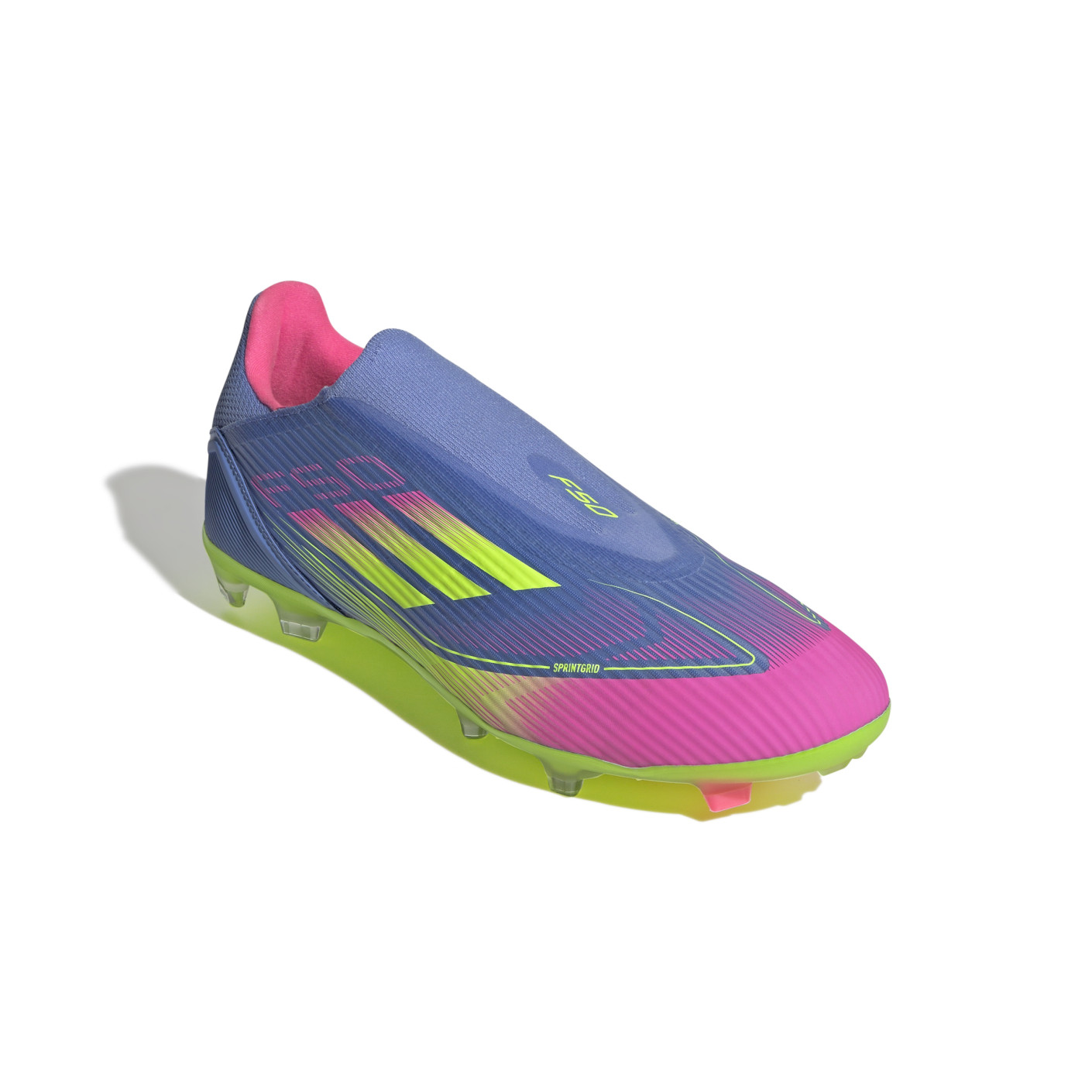 Adidas F50 League Veterloze Gras / Kunstgras Voetbalschoenen (MG) Blauw Neongeel Roze