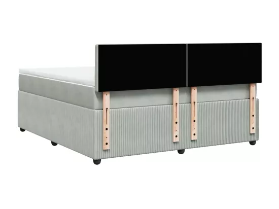 Sommier à lattes de lit et matelas Gris clair 180x200cm Velours