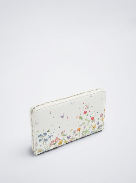 Carteira com estampa floral - Amarela