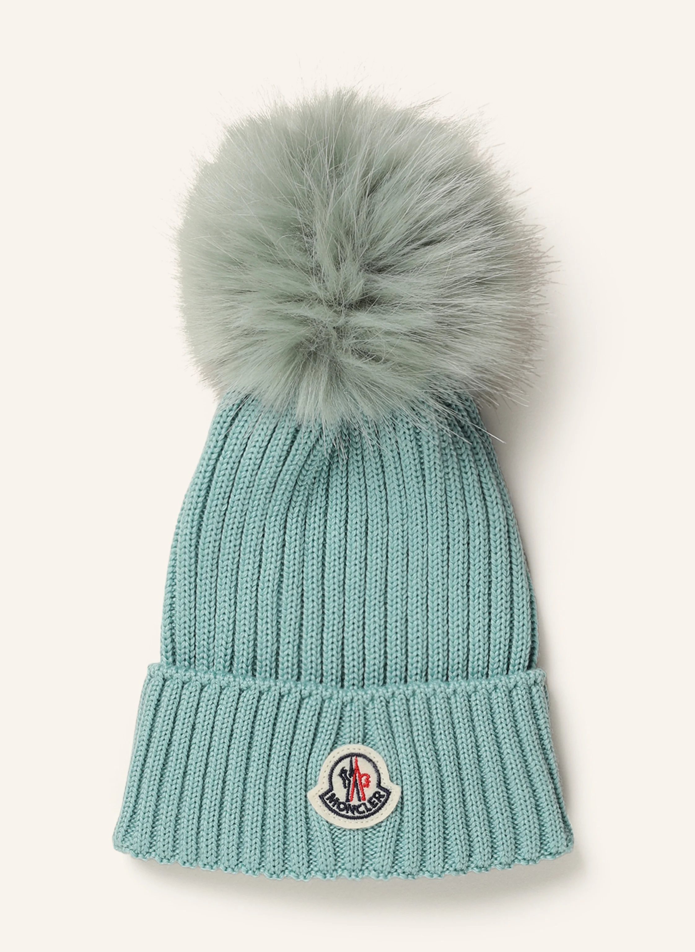 MONCLER enfant Mütze mit Kunstpelzbommel