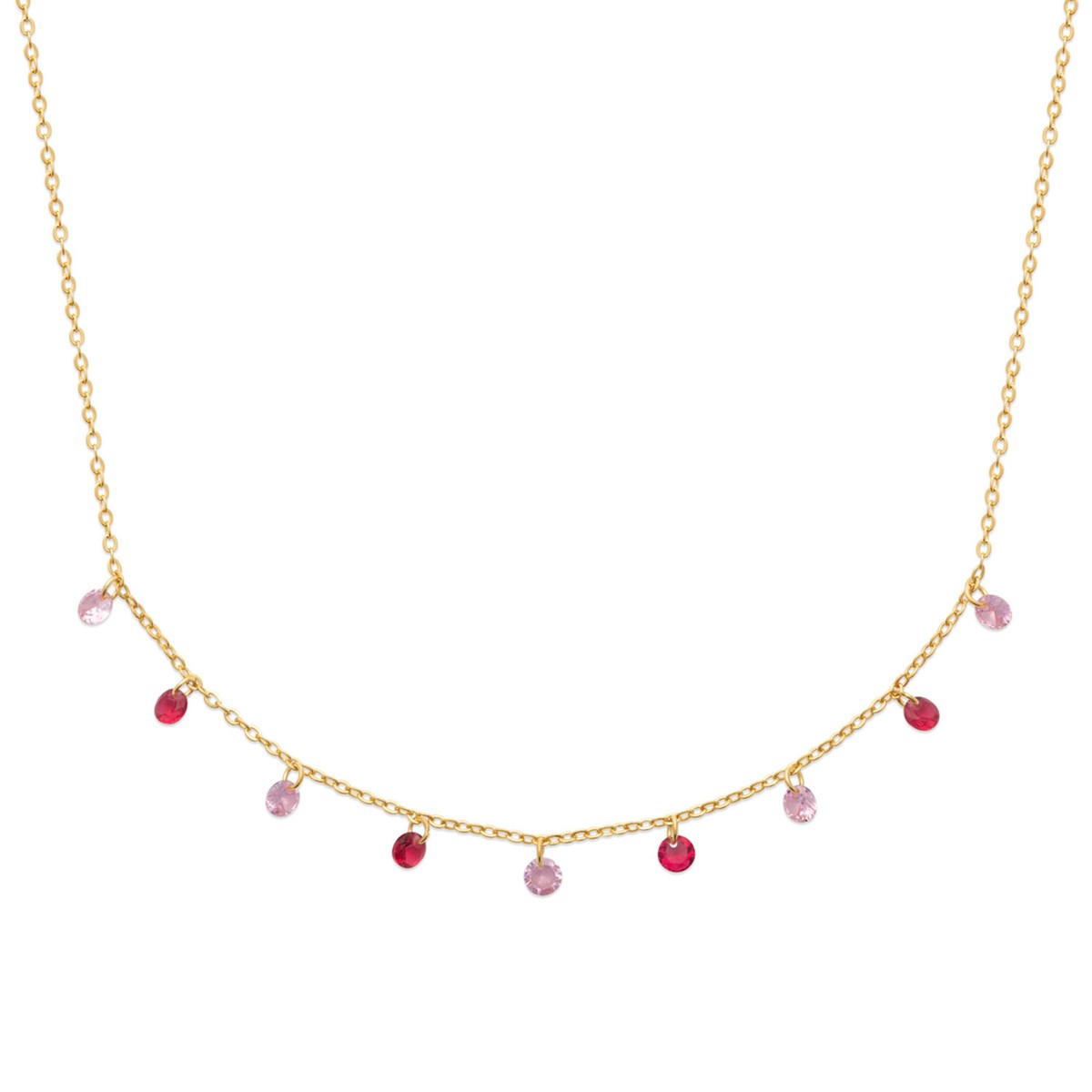 Collier Brillaxis perles de verres camaïeu roseplaqué or