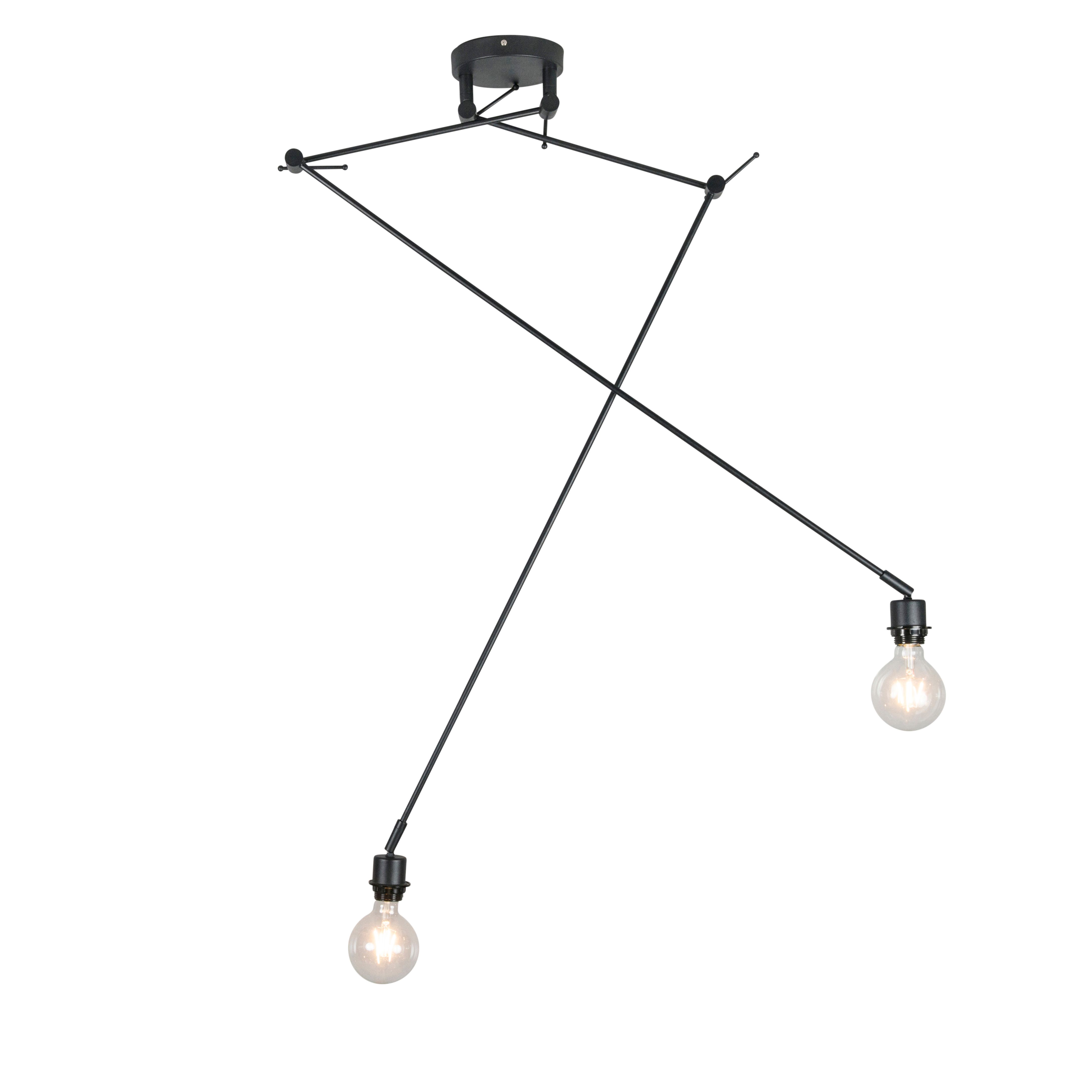 Moderne hanglamp zwart zonder kap 2-lichts - Blitz