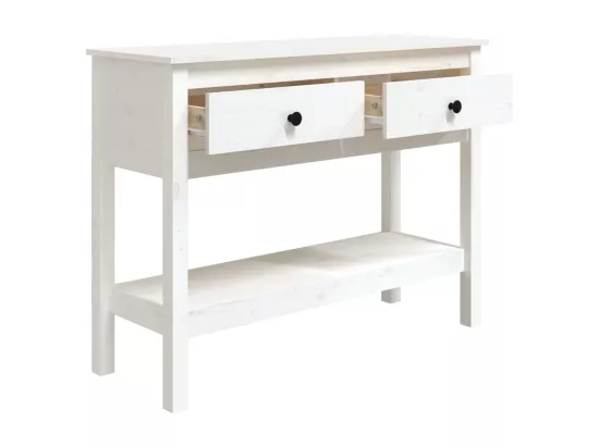 Table console Blanc 100x35x75 cm Bois massif de pin