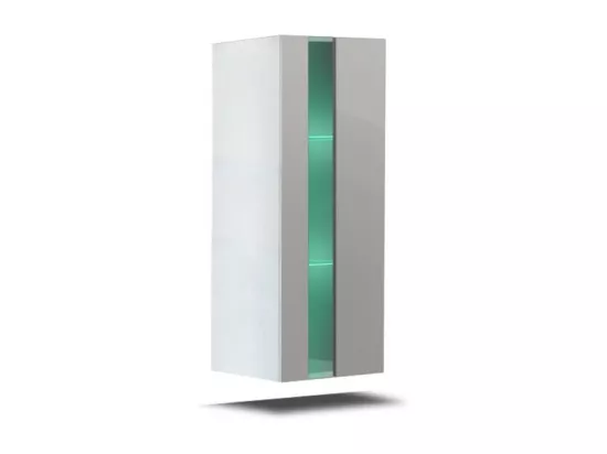 Ensemble de meubles de salon blanc suspendus collection CEPTO XXIV. 256cm, 8 meubles, leds, modulables.