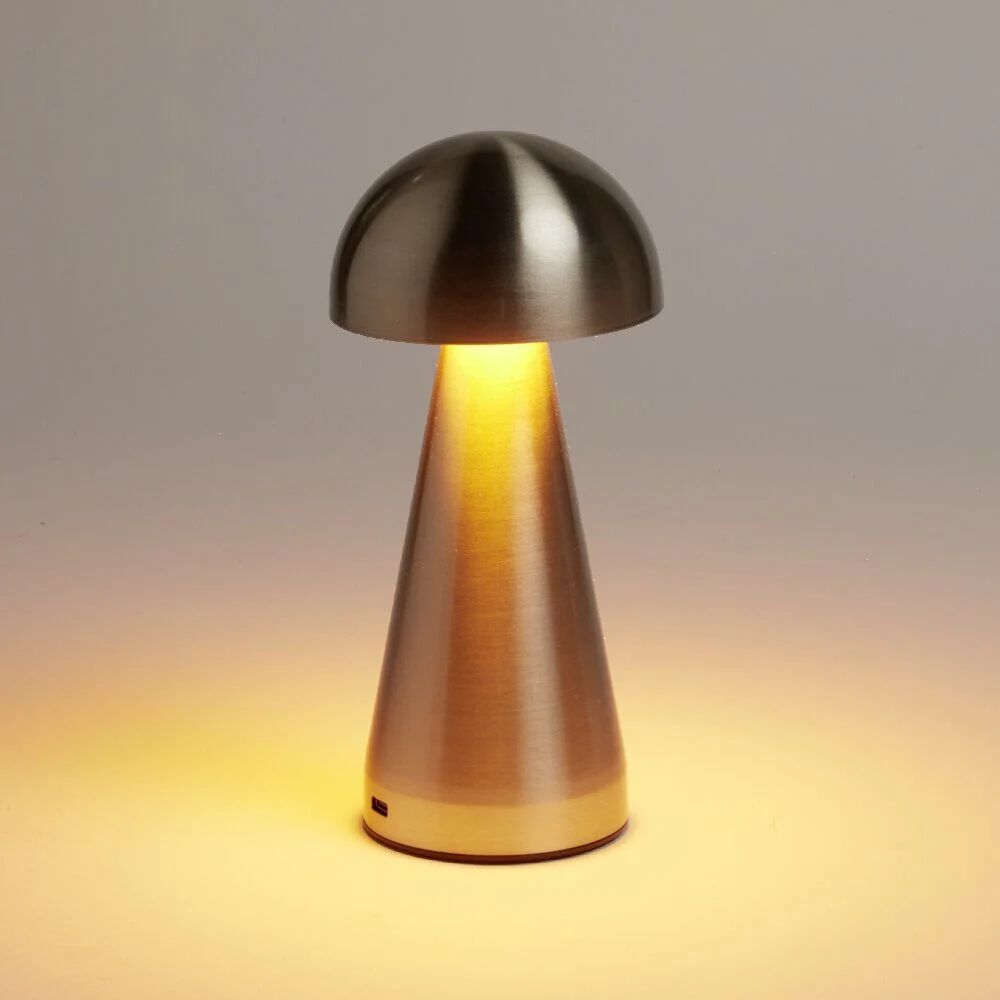Lampe de table Roundi USB tactile grise Ø9,5xH22,5cm