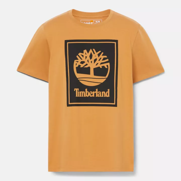 T-shirt à logo bloc pour homme en jaune foncé