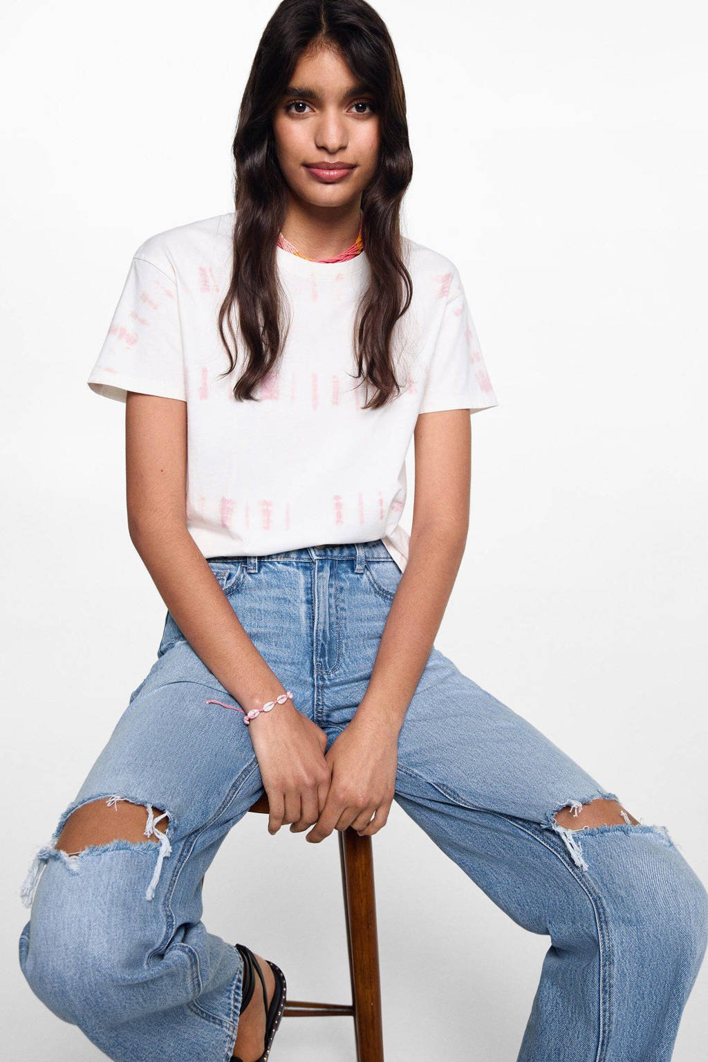 MANGO TEEN straight leg jeans changeant blauw