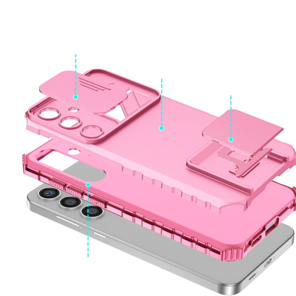 Samsung Galaxy S24  Plus Hybrid Outdoor Hardcase Hülle mit Cam-Slider   Kickstand - Rosa (Matt)