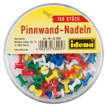 Idena Pinnwandnadeln farbig, 500 Stück