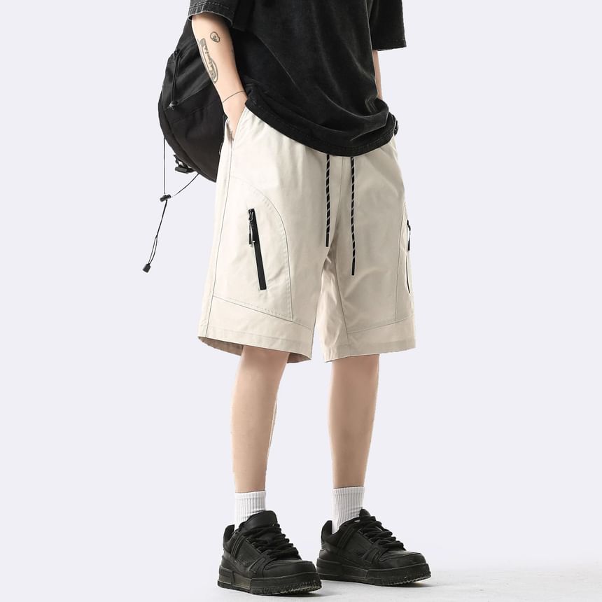 Capbrew - Effen cargoshorts met elastische taille