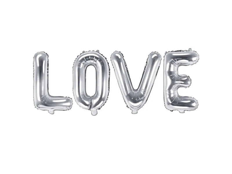 Letterballon Set Love Zilver Leeg 1,4m