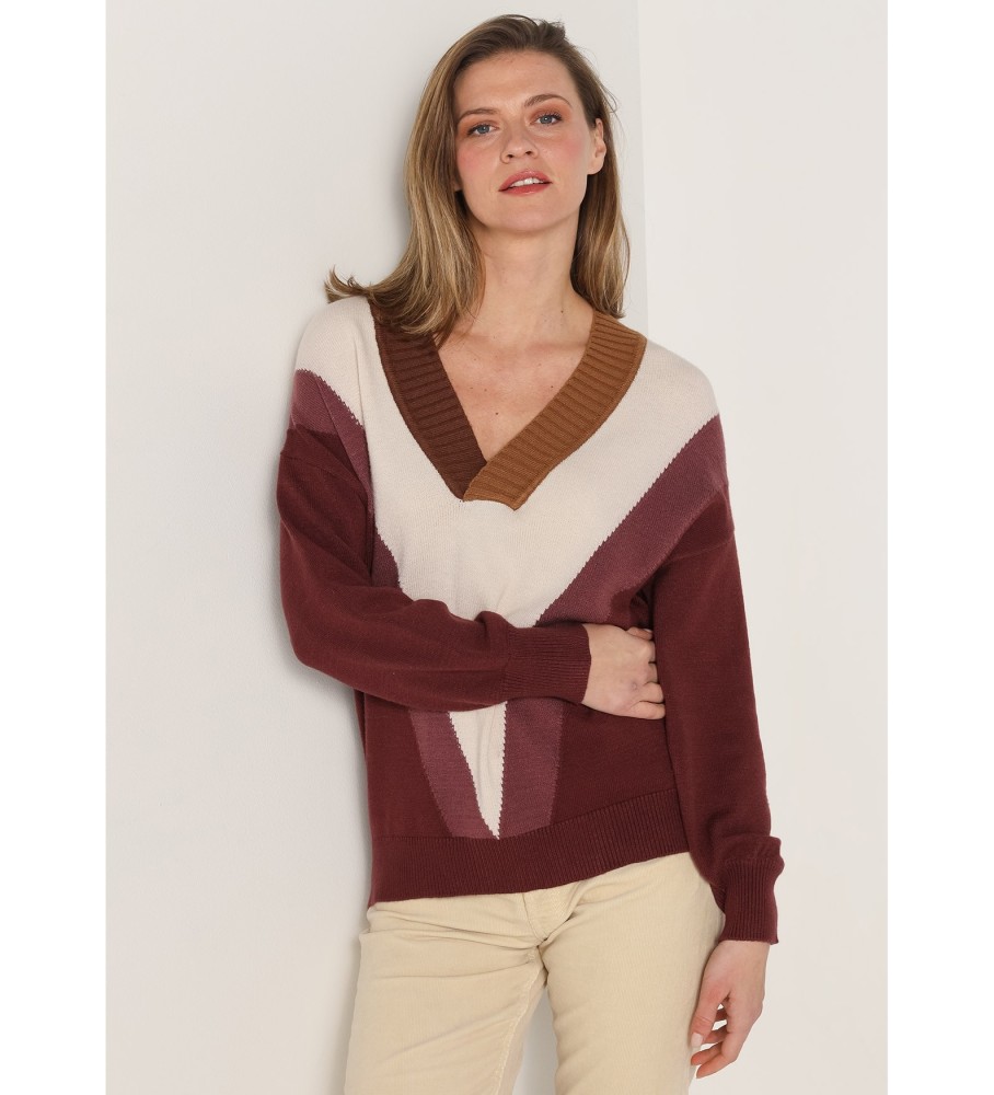 Lois Jersey com granadas jacquard cuello pico y rayas