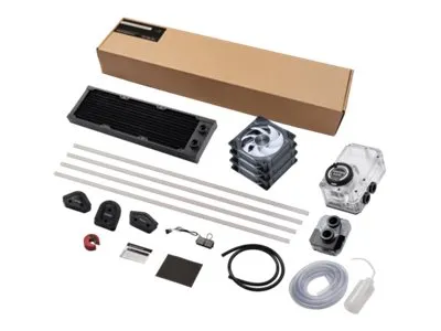 Phanteks Glacier EZ-Fit 360 D30-KIT - Væskekølesystem - Radiatorstørrelse: 360 mm - (for: LGA1700, AM4, AM5) - kobber - 120 mm - hvid