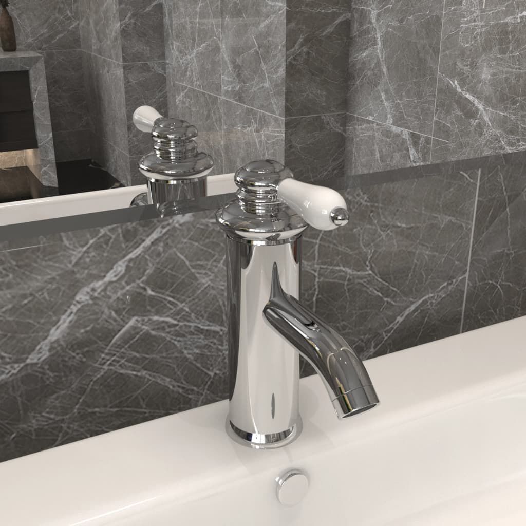 vidaXL Wastafelkraan verchroomd 130x180 mm