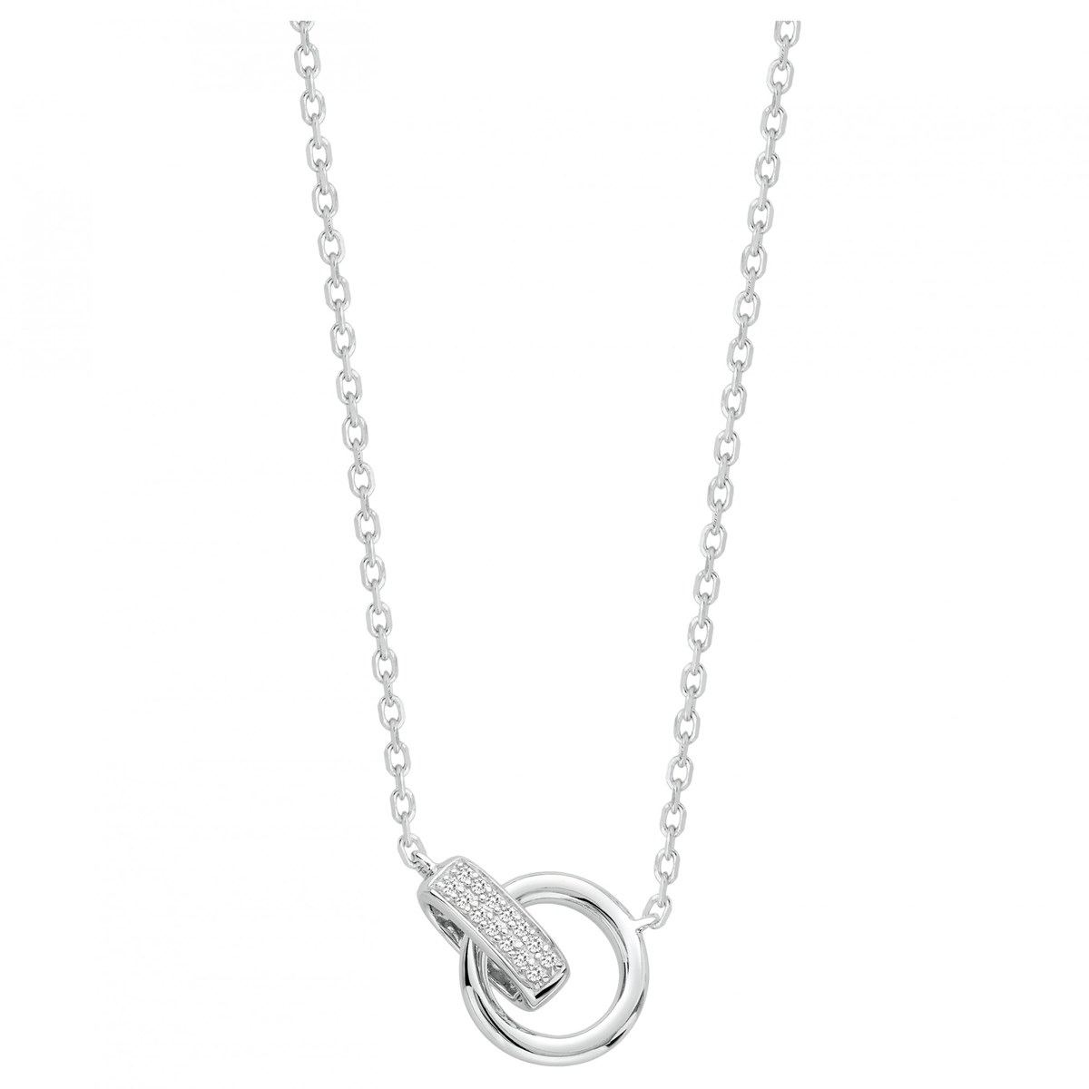 Collier mono-motif en Argent avec oxyde de zirconium blanc