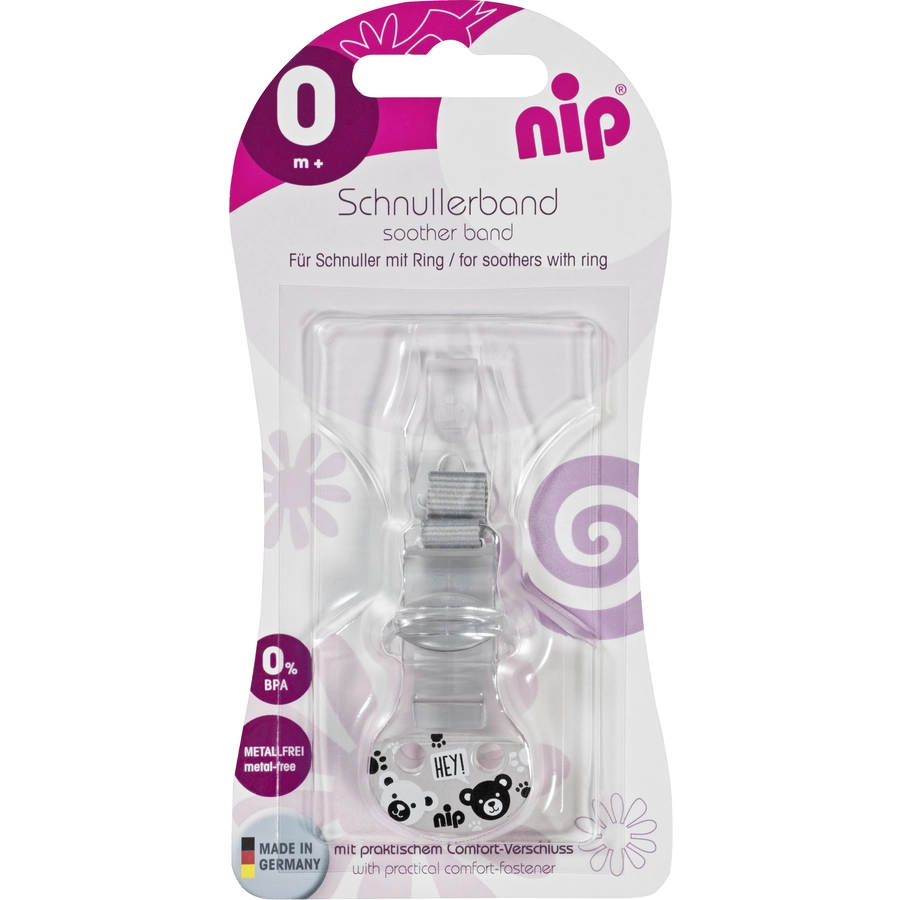 nip® Schnullerband mit Clip, Bär
