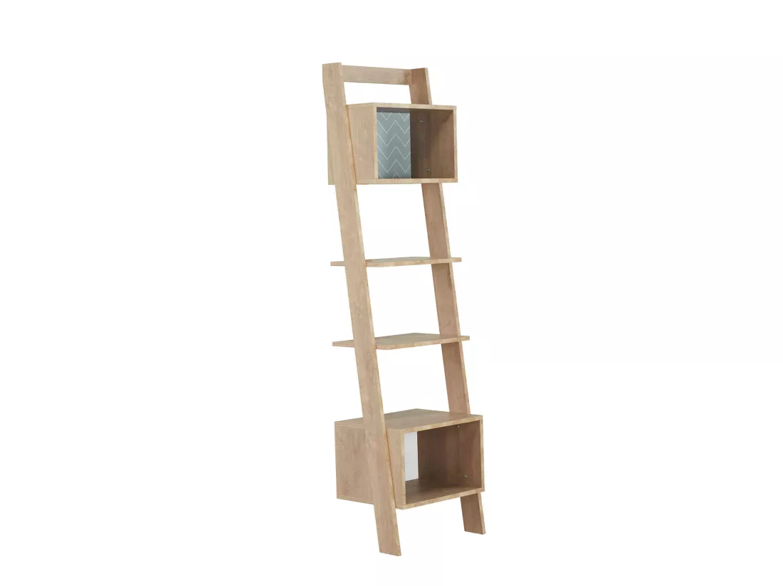 Bibliothèque 2 niches 2 étagères en bois imitation chêne clair - BI5046