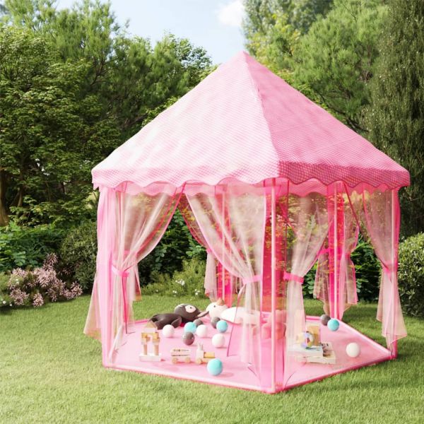 vidaXL Tenda de brincar princesas c/ 250 bolas 133x140 cm rosa - 2159086584