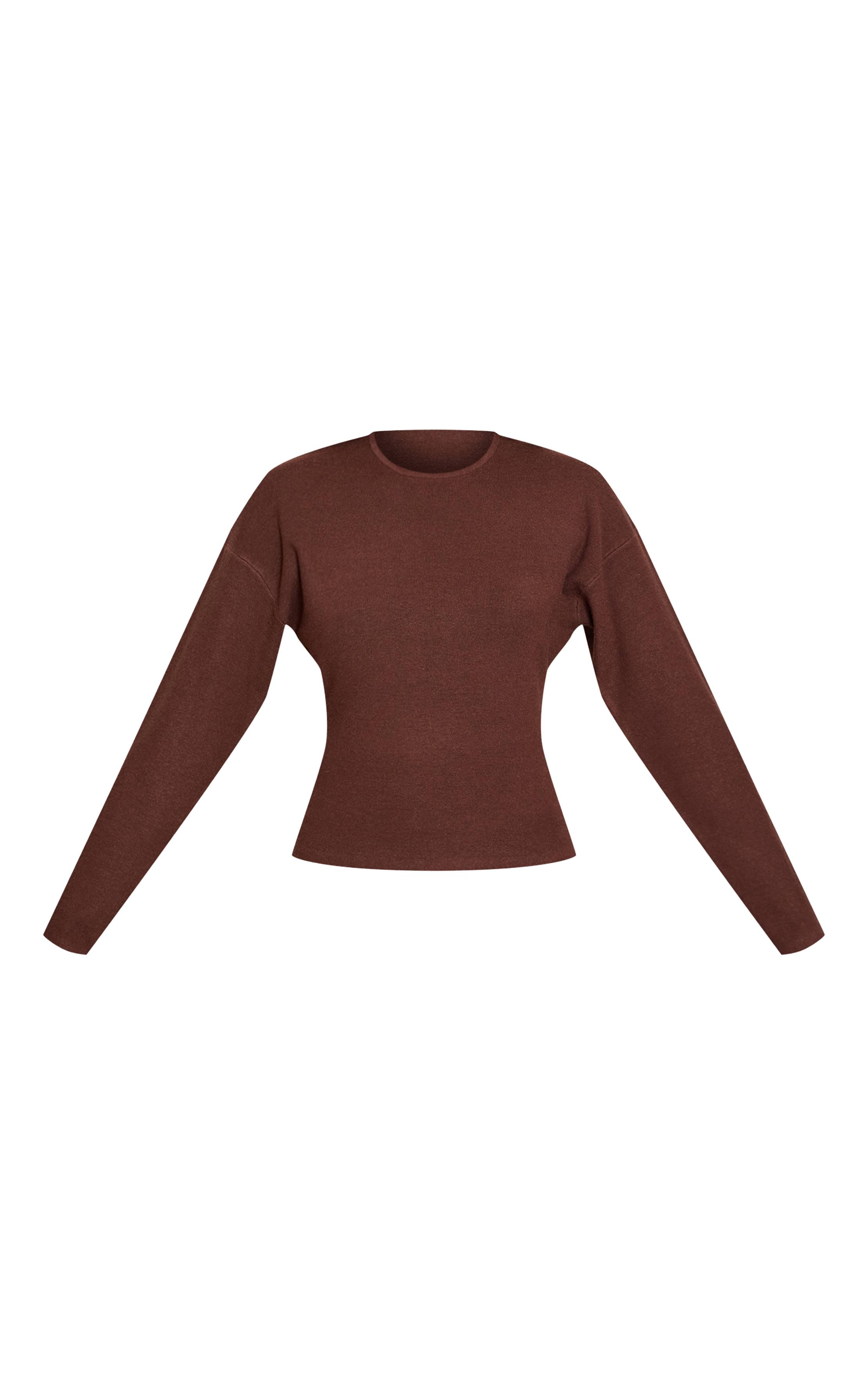 Chocolat T-shirt À Manches Longues Resserrées Avec Manches Cocon
