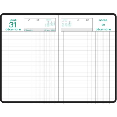 Agenda Couronne Euro et cents - 1 jour par page - 11 x 17 cm - noir - Exacompta