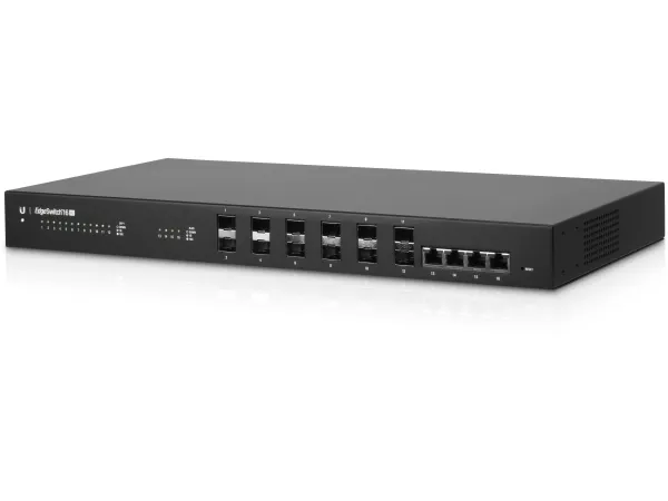 Ubiquiti EdgeSwitch ES-16-XG - Switch - L3 - Administreret - 12 x 10 Gigabit SFP    4 x 10 Gigabit Ethernet - monterbar på stativ - AC 120/230 V / DC 16 - 25 V