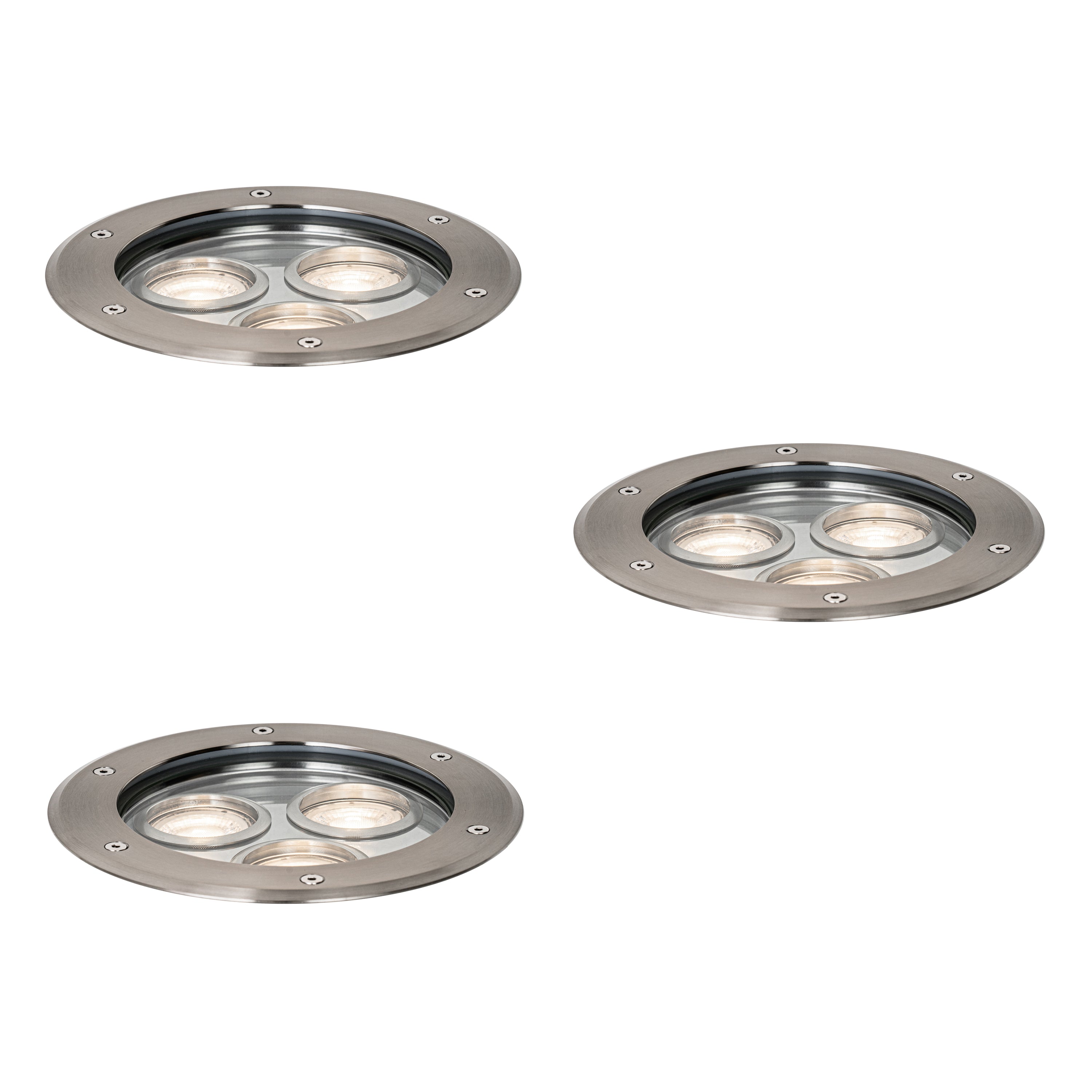 QAZQA Set van 3 moderne grondspots staal 3-lichts IP65 - Tribus