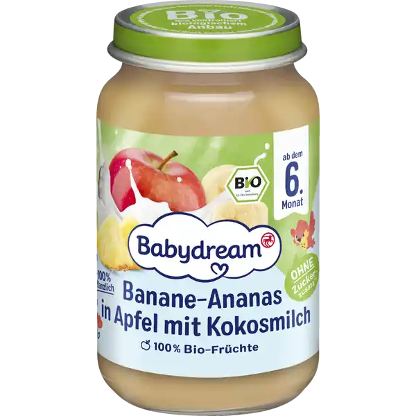 Bio Banane-Ananas in Apfel mit Kokosmilch