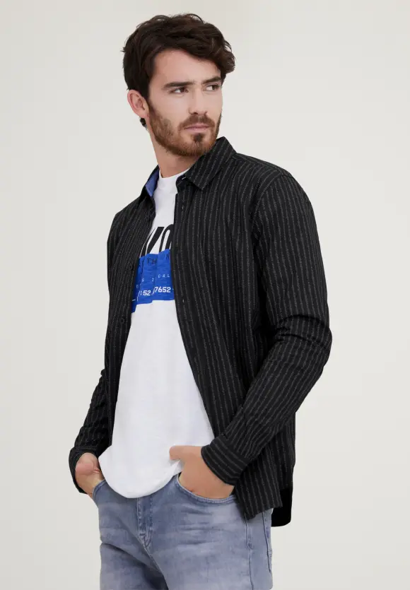 Oxfordhemd mit Wordingprint - Black