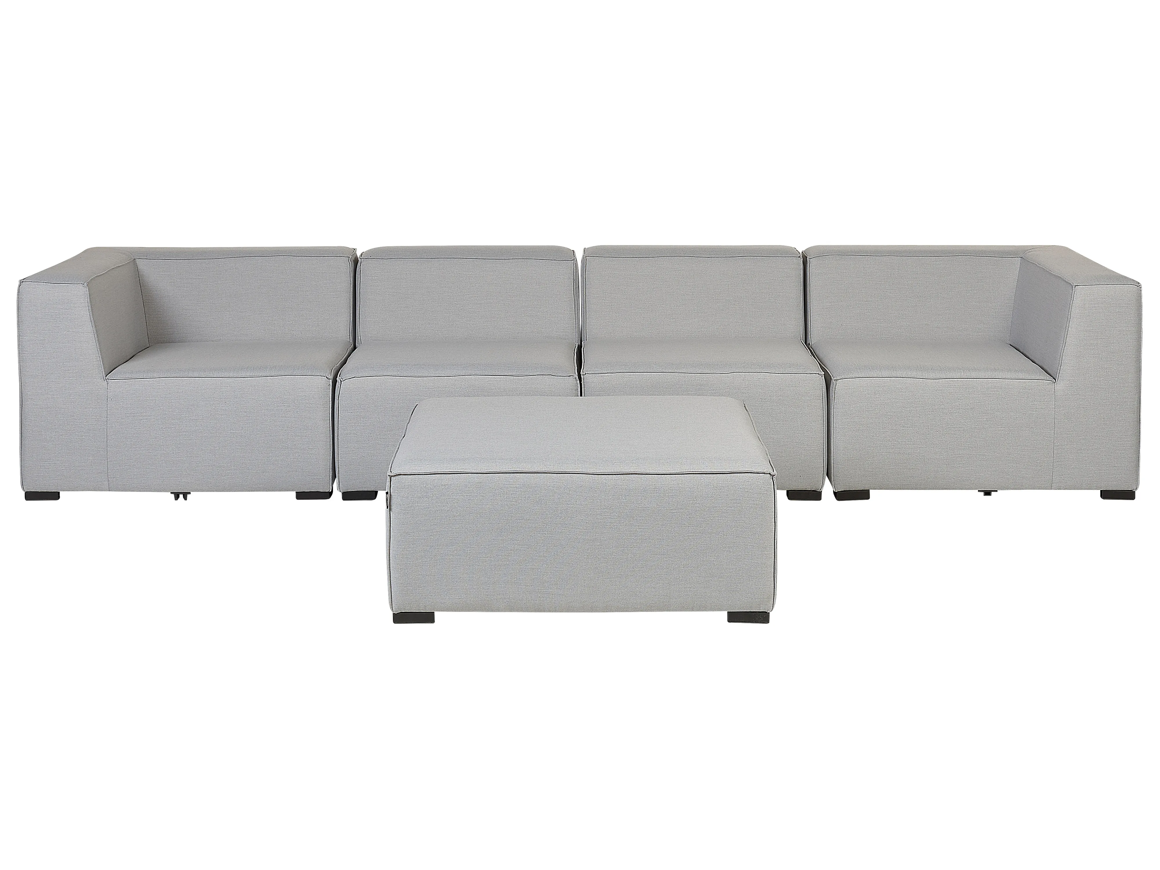 Tuin loungebank met ottomaan 4-zits AREZZO modulair Lichtgrijs