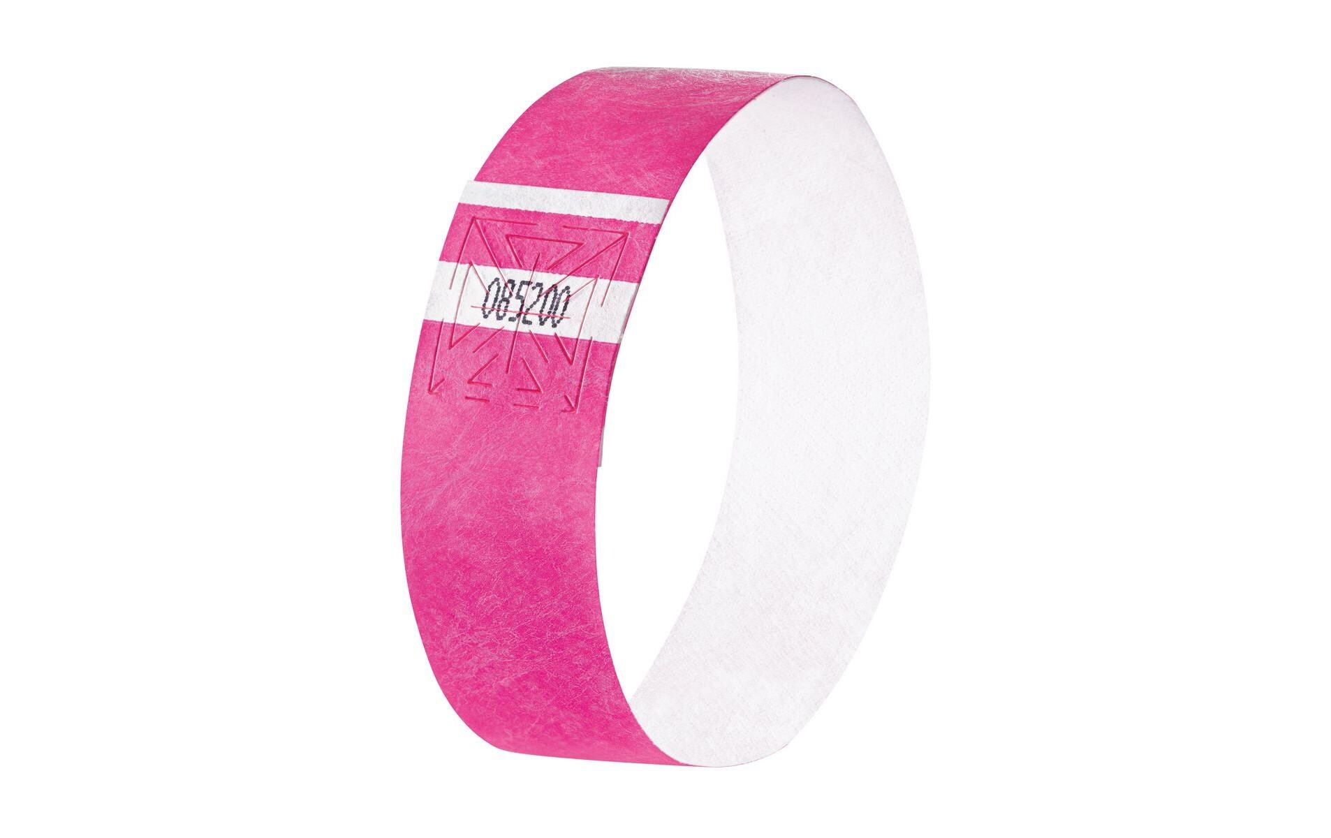 Eventbänder Super Soft 25.5 x 2.5 cm, 120 Blatt, Neon PinkEintrittsbänder ideal zur diskreten Einlasskontrolle