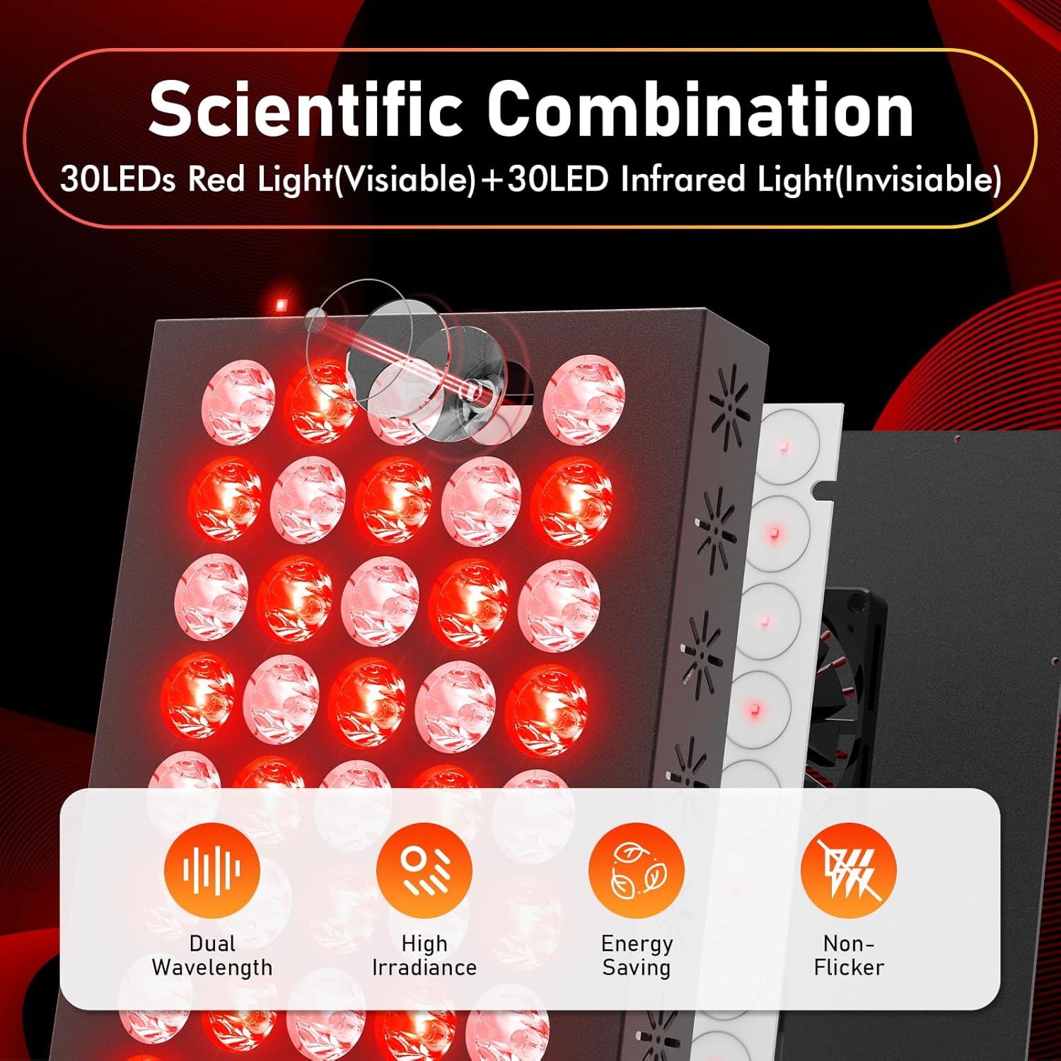 Rotlichtlampe Panel, 60LEDs Red Light, 850nm & 660nm Infrarotlampe mit Timer, 50W Hohe Leistung Rotlicht für Haus/Büro Verwenden
