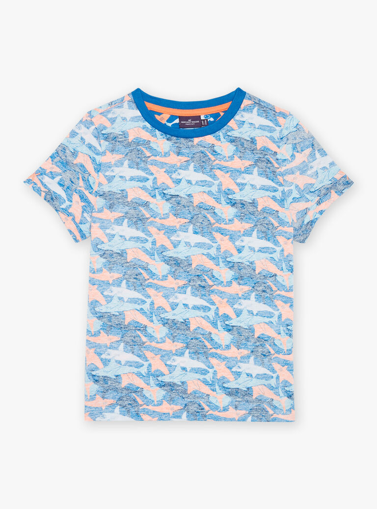 T-shirt bleu à imprimé requins