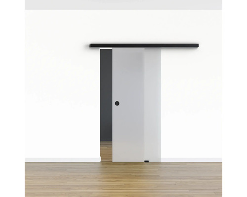 Pertura glazen schuifdeur complete set Glera Satin 900x2050 mm incl. Selir aluminium zwart beslag, verzonken handgreep