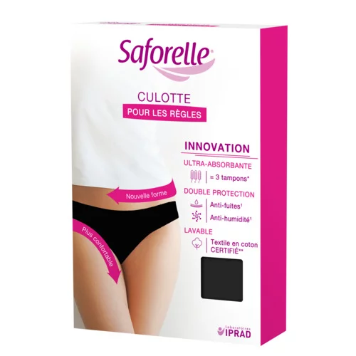 SAFORELLE PROTECT Culotte pour les Règles - Noire - Taille 38